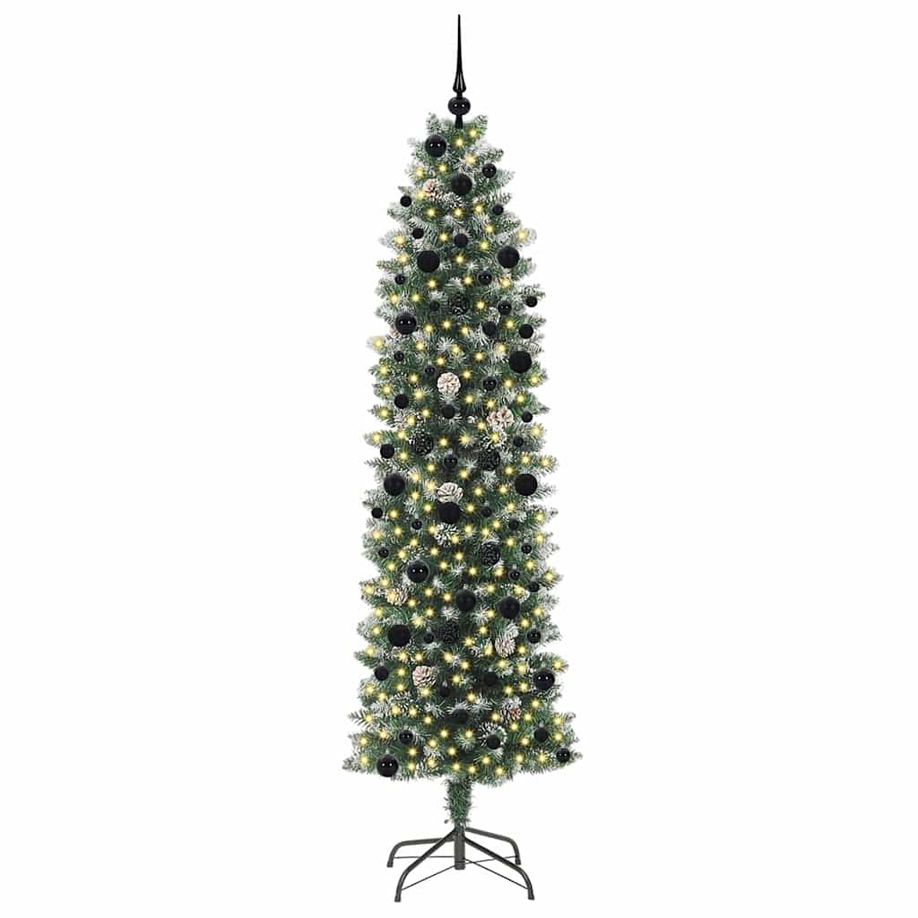 Kunstigt slankt juletræ med 300 LED'er Grøn og Hvid 240 cm