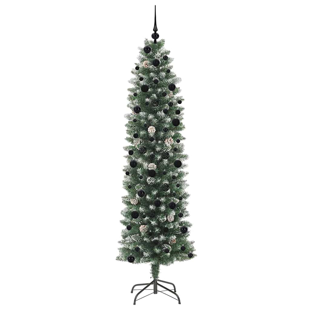 Kunstigt slankt juletræ med 300 LED'er Grøn og Hvid 240 cm