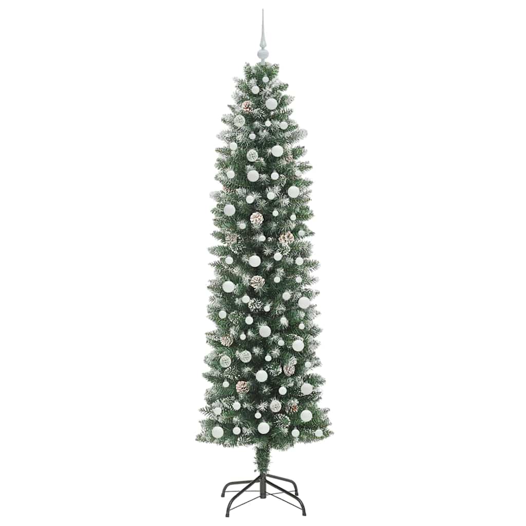 Kunstigt slankt juletræ med 300 LED'er Grøn og Hvid 240 cm