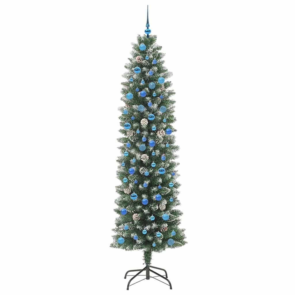 Kunstigt slankt juletræ med 300 LED'er Grøn og Hvid 240 cm