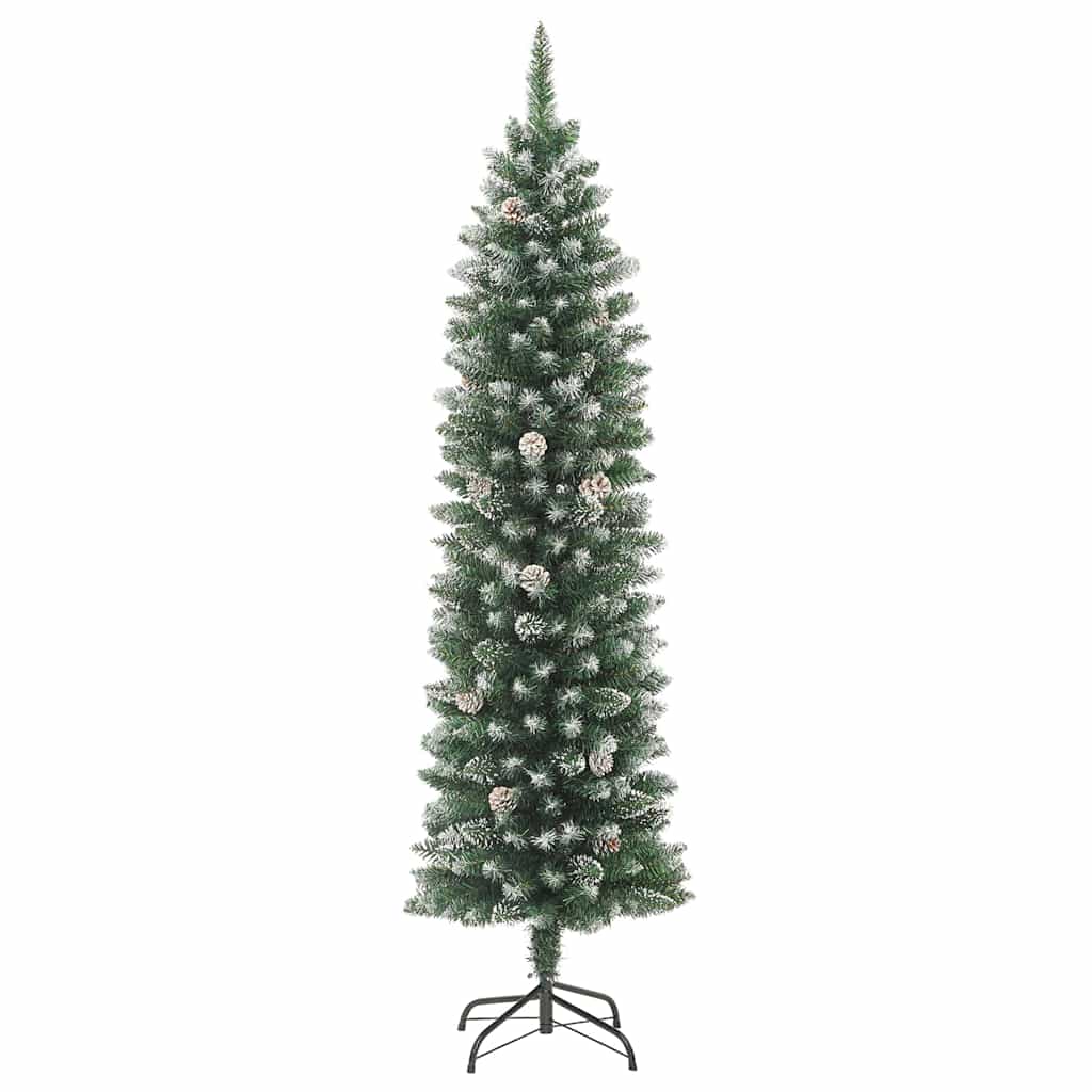 Kunstigt slankt juletræ med 300 LED'er Grøn og Hvid 240 cm