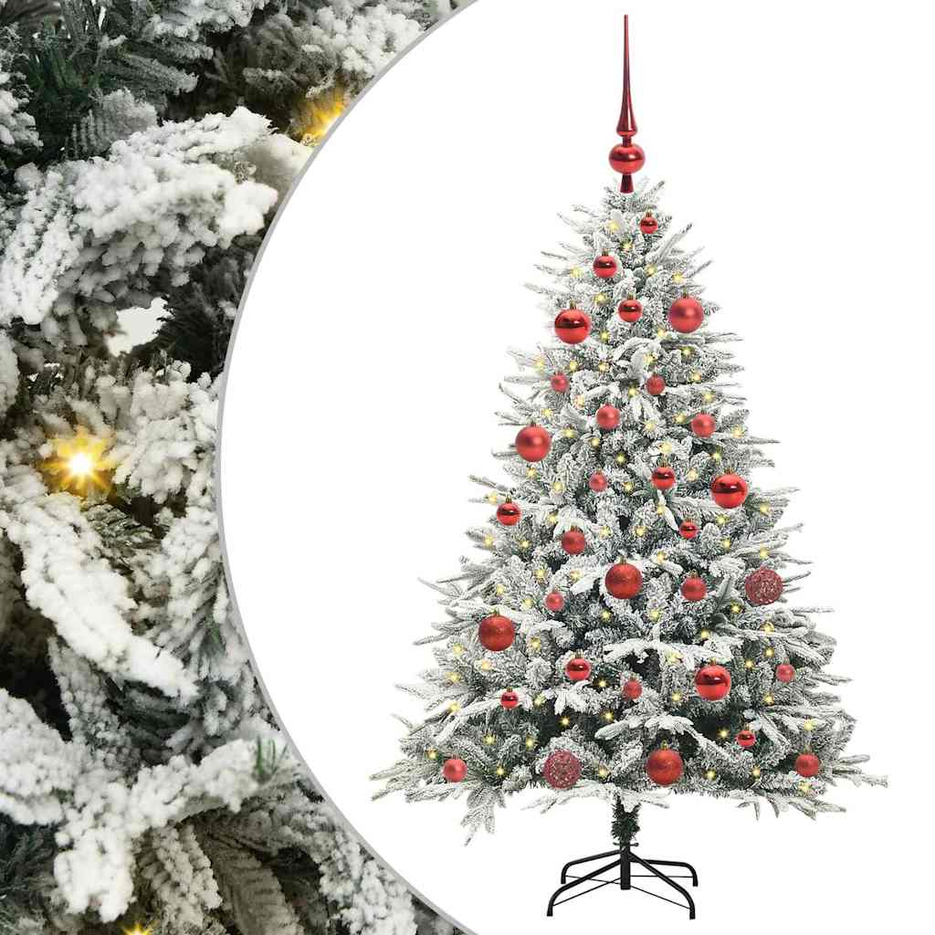 Kunstigt præ-dekoreret juletræ med kuglesæt Grøn 150 cm