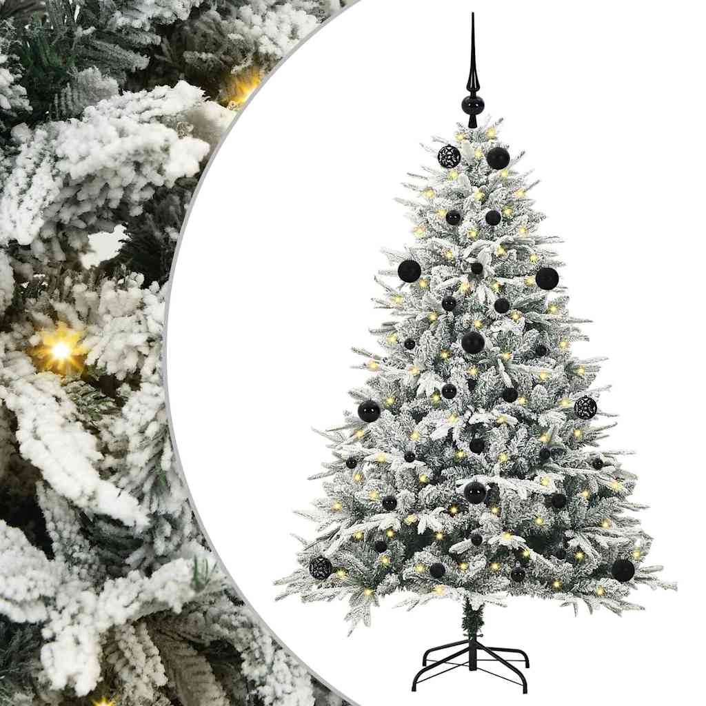 Kunstigt præ-dekoreret juletræ med kuglesæt Grøn 150 cm