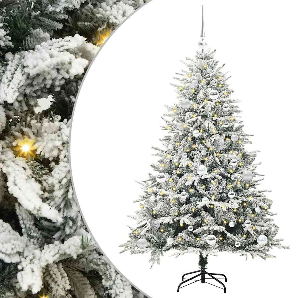 Kunstigt præ-dekoreret juletræ med kuglesæt Grøn 150 cm