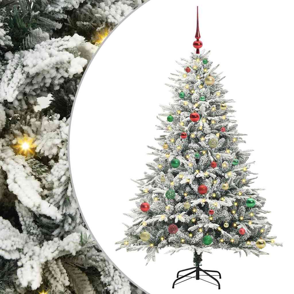 Kunstigt præ-dekoreret juletræ med kuglesæt Grøn 150 cm