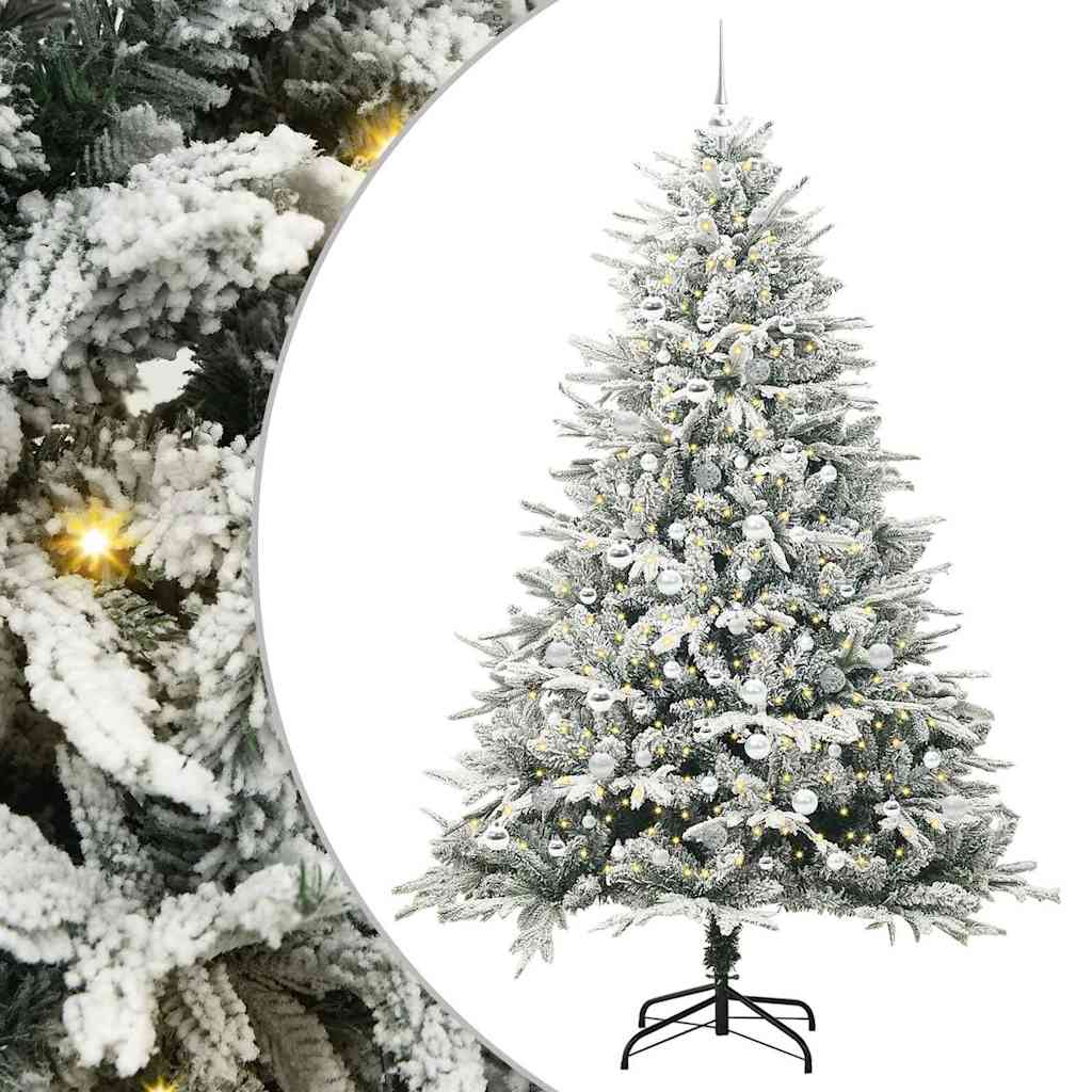 Kunstigt præ-dekoreret juletræ med kuglesæt Grøn 210 cm