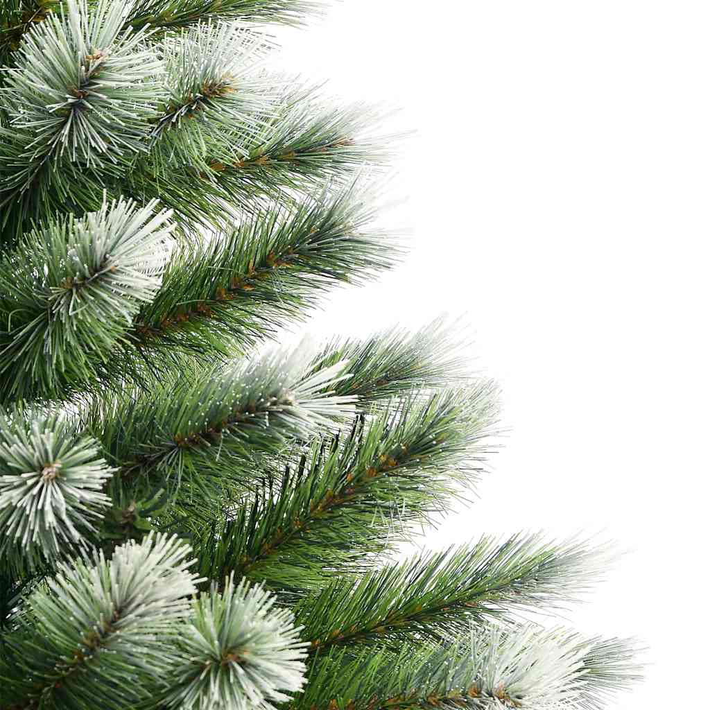 Kunstigt Hængslet Juletræ med Flocked Sne Grøn og hvid 150 cm