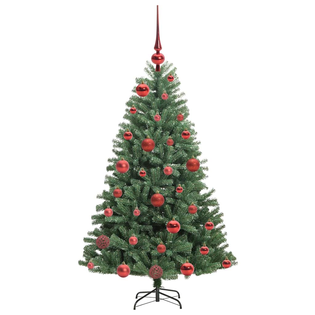 Kunstigt Hinged Juletræ med 150 LED'er Grøn 120 cm PVC og metal