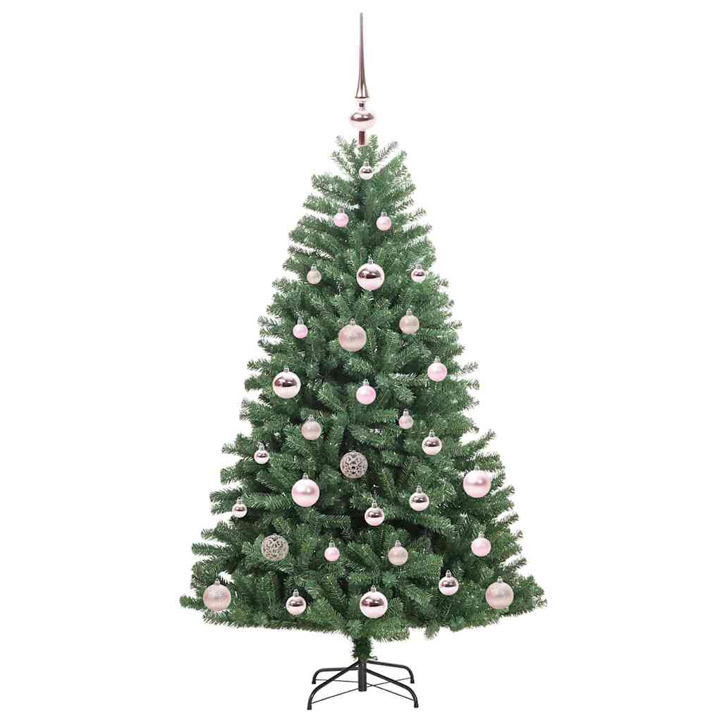 Kunstigt Hinged Juletræ med 150 LED'er Grøn 120 cm PVC og metal