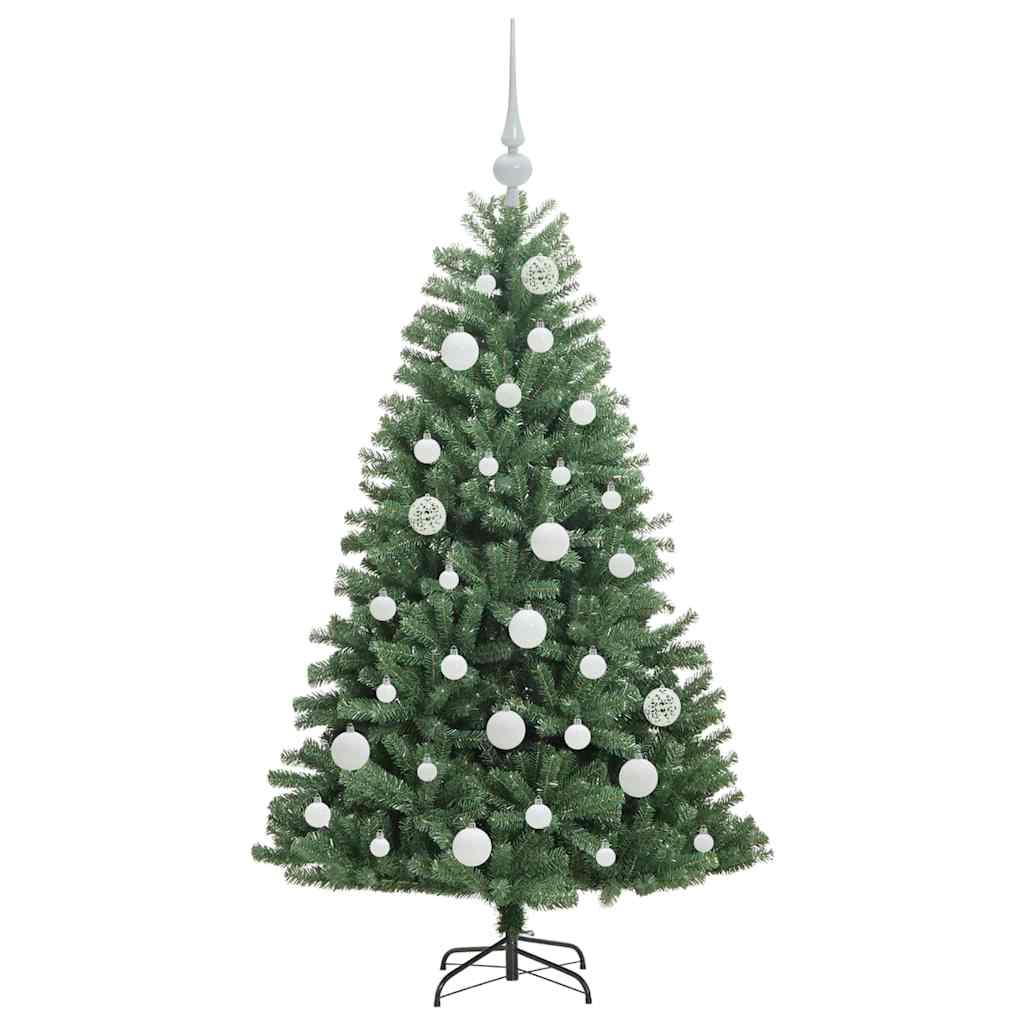 Kunstigt Hinged Juletræ med 150 LED'er Grøn 120 cm PVC og metal