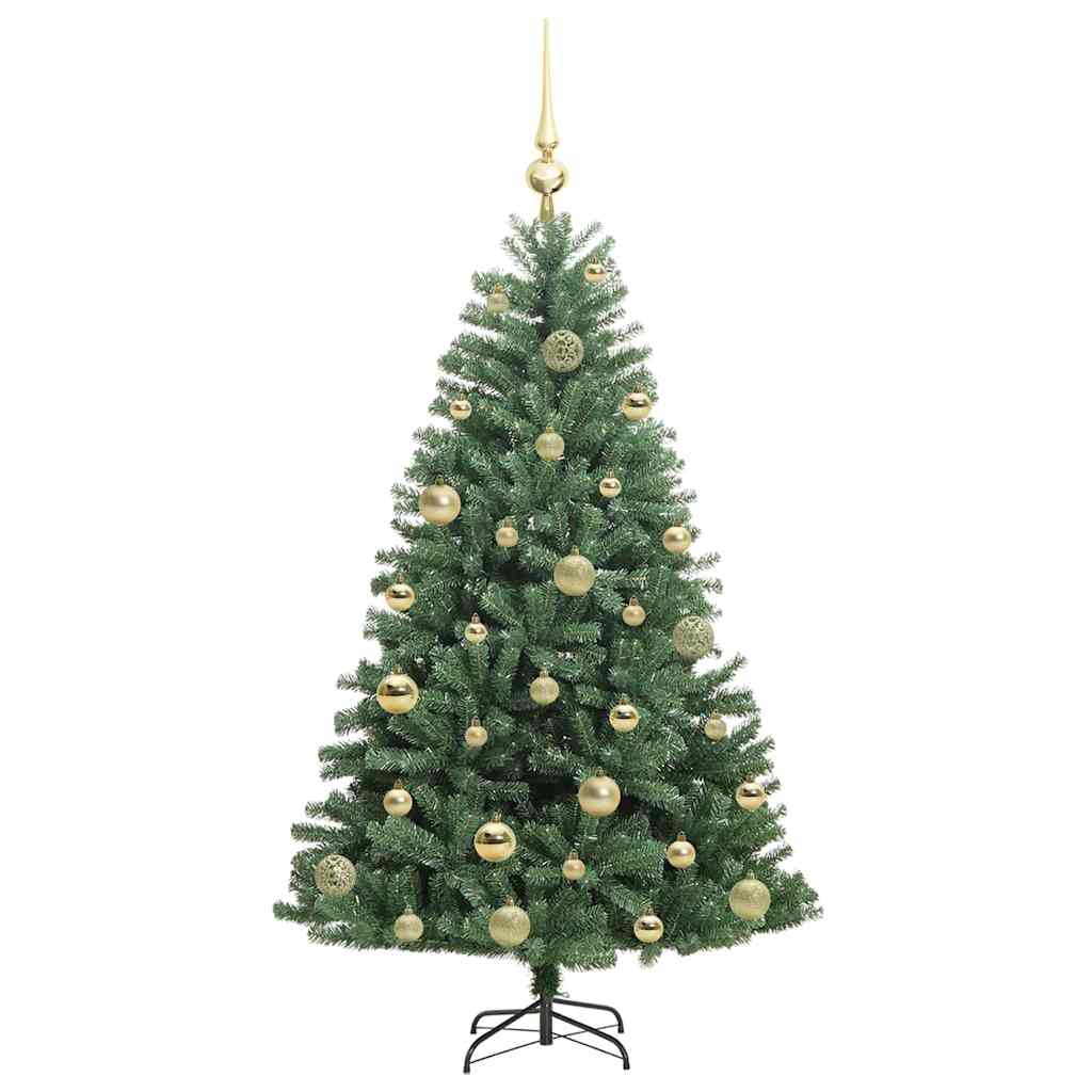 Kunstigt Hinged Juletræ med 150 LED'er Grøn 120 cm PVC og metal