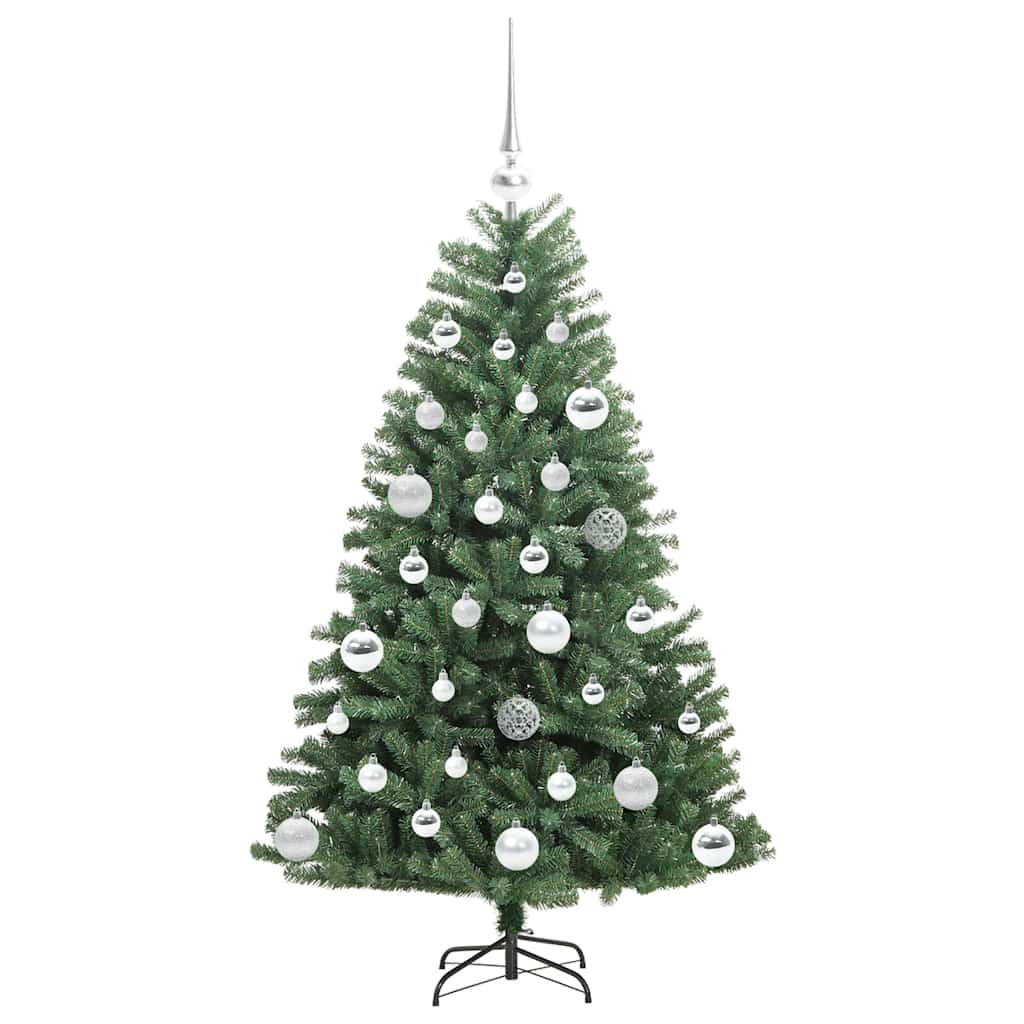 Kunstigt Hinged Juletræ med 150 LED'er Grøn 120 cm PVC og metal
