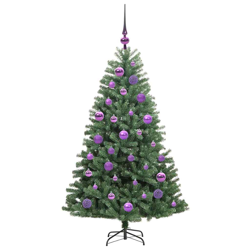 Kunstigt Hinged Juletræ med 150 LED'er Grøn 120 cm PVC og metal