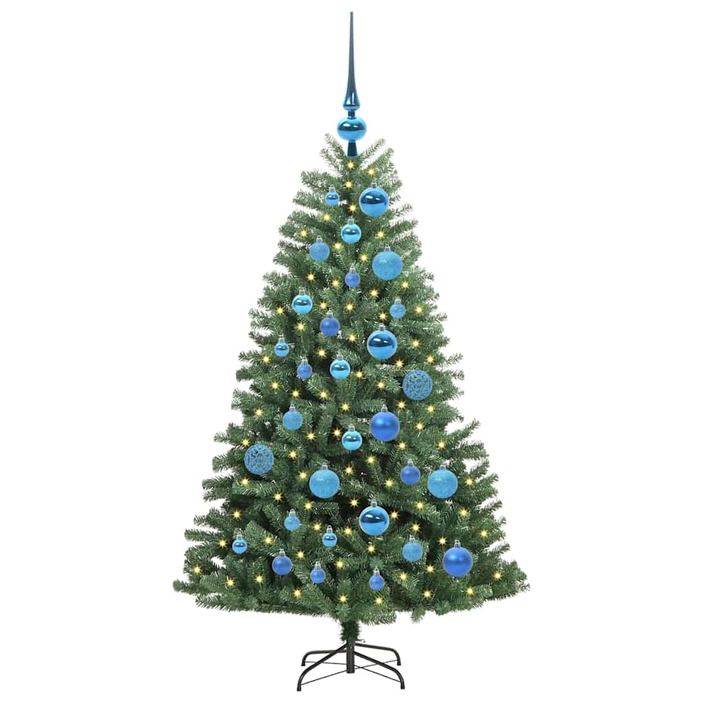 Kunstigt Hinged Juletræ med 150 LED'er Grøn 120 cm PVC og metal