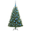 Kunstigt Hinged Juletræ med 150 LED'er Grøn 120 cm PVC og metal
