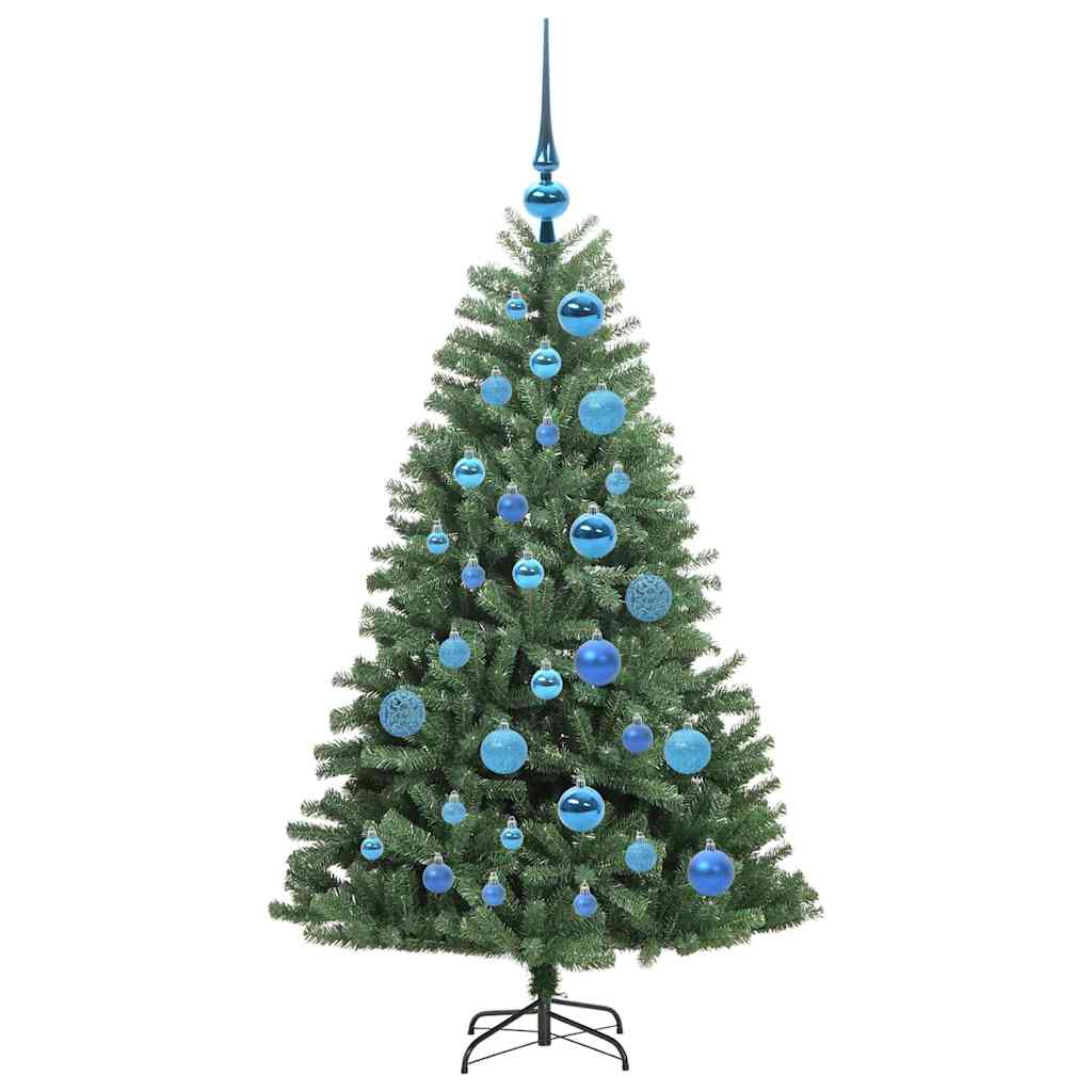 Kunstigt Hinged Juletræ med 150 LED'er Grøn 120 cm PVC og metal