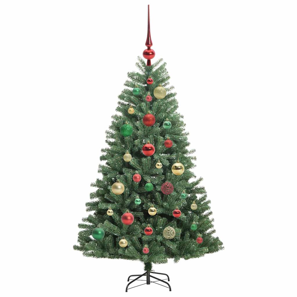 Kunstigt Hinged Juletræ med 150 LED'er Grøn 120 cm PVC og metal