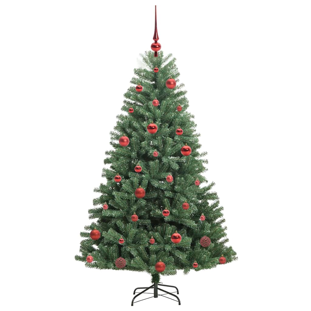 Kunstigt Hinged Juletræ med 150 LED'er Grøn 150 cm PVC og metal