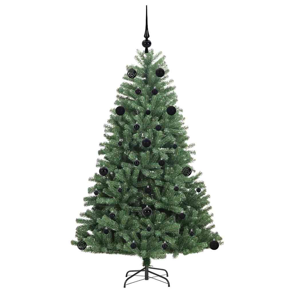 Kunstigt Hinged Juletræ med 150 LED'er Grøn 150 cm PVC og metal