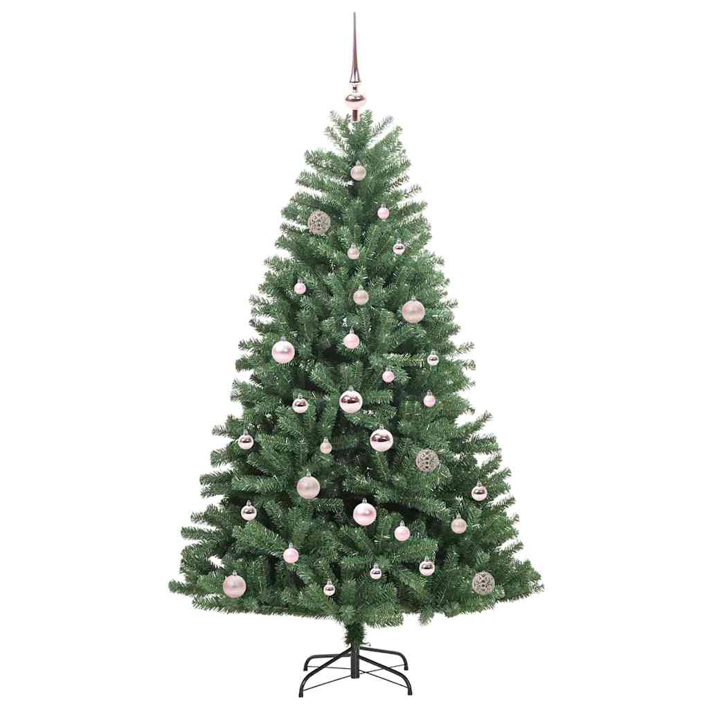 Kunstigt Hinged Juletræ med 150 LED'er Grøn 150 cm PVC og metal