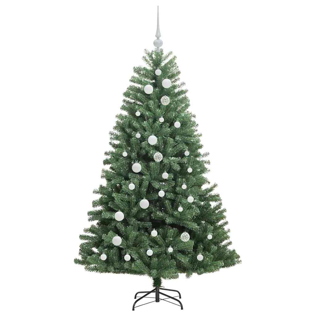 Kunstigt Hinged Juletræ med 150 LED'er Grøn 150 cm PVC og metal