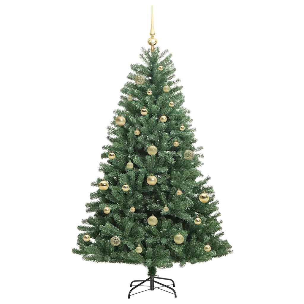 Kunstigt Hinged Juletræ med 150 LED'er Grøn 150 cm PVC og metal