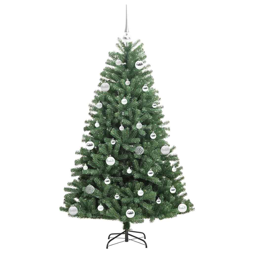 Kunstigt Hinged Juletræ med 150 LED'er Grøn 150 cm PVC og metal