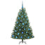 Kunstigt Hinged Juletræ med 150 LED'er Grøn 150 cm PVC og metal