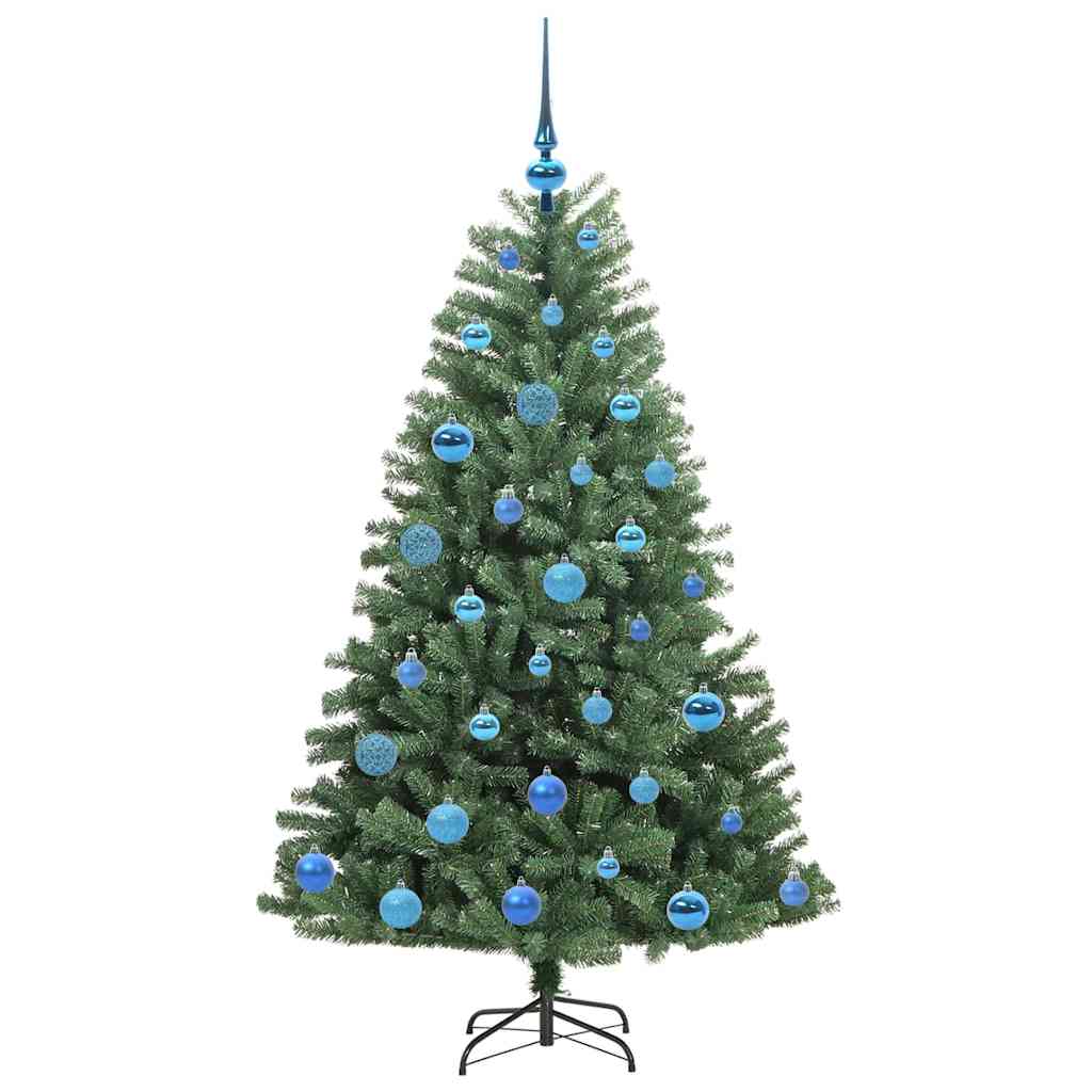 Kunstigt Hinged Juletræ med 150 LED'er Grøn 150 cm PVC og metal