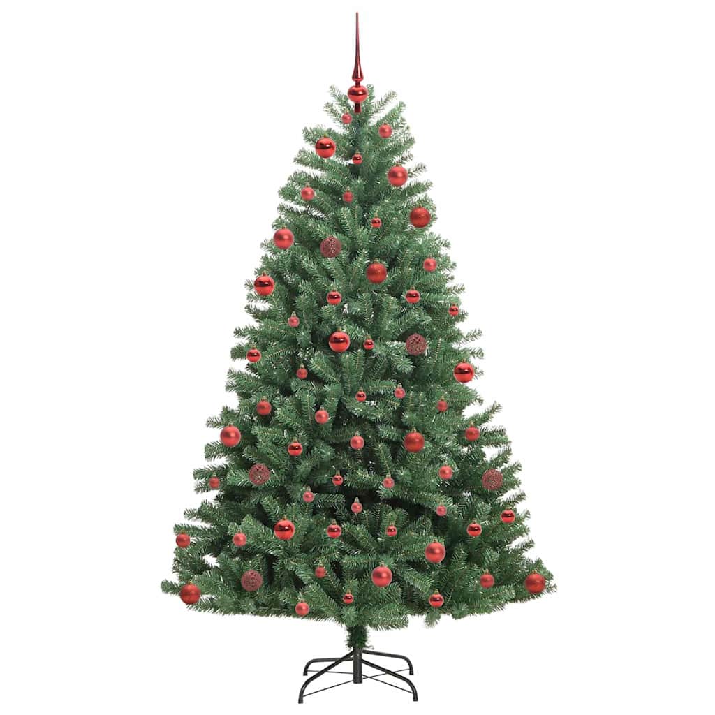 Kunstigt Hinged Juletræ med 300 LED'er Grøn 180 cm PVC og metal