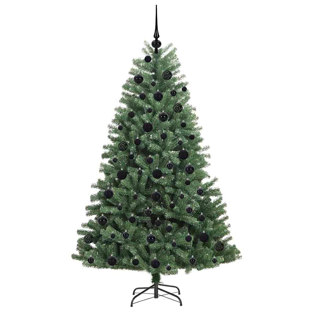 Kunstigt Hinged Juletræ med 300 LED'er Grøn 180 cm PVC og metal