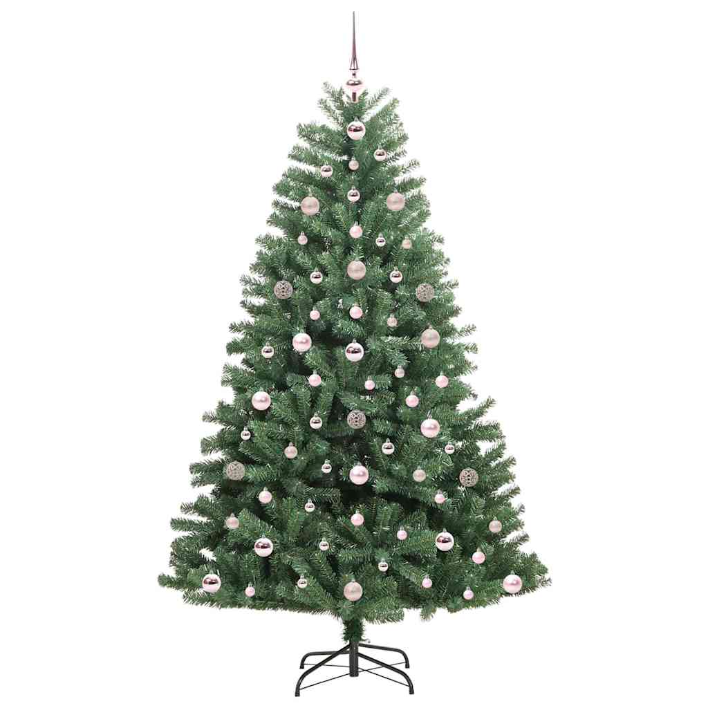 Kunstigt Hinged Juletræ med 300 LED'er Grøn 180 cm PVC og metal