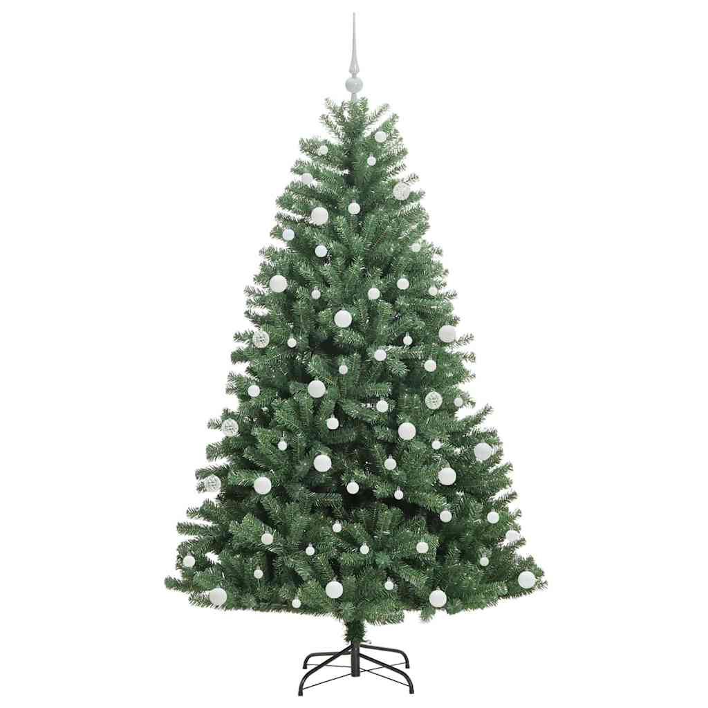 Kunstigt Hinged Juletræ med 300 LED'er Grøn 180 cm PVC og metal