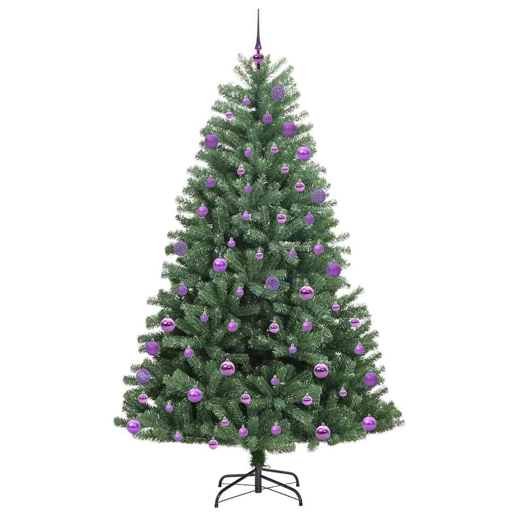 Kunstigt Hinged Juletræ med 300 LED'er Grøn 180 cm PVC og metal