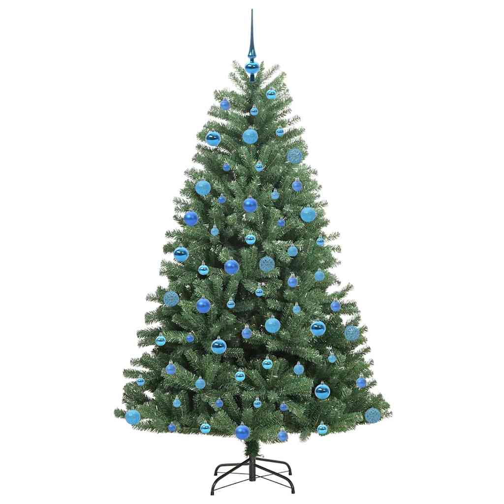 Kunstigt Hinged Juletræ med 300 LED'er Grøn 180 cm PVC og metal