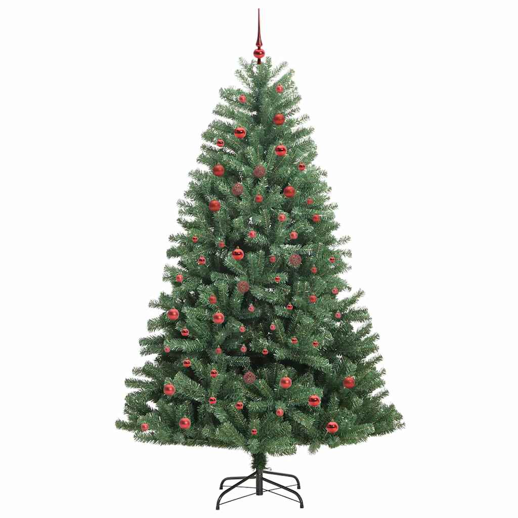 Kunstigt Hinged Juletræ med 300 LED'er Grøn 210 cm PVC og metal