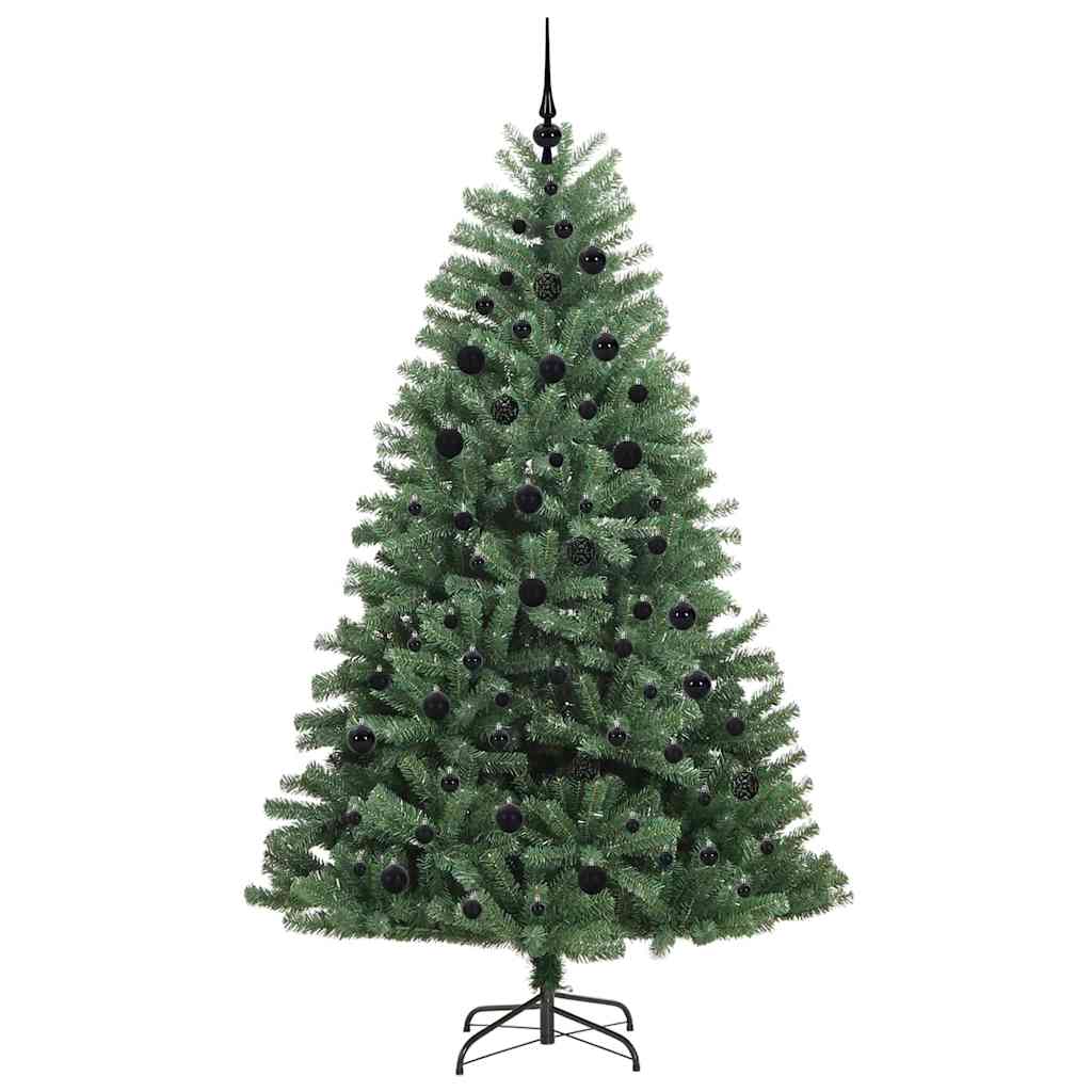 Kunstigt Hinged Juletræ med 300 LED'er Grøn 210 cm PVC og metal