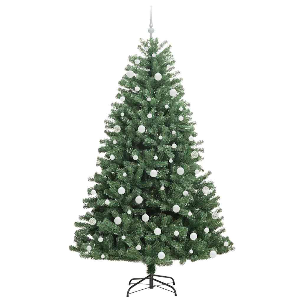 Kunstigt Hinged Juletræ med 300 LED'er Grøn 210 cm PVC og metal