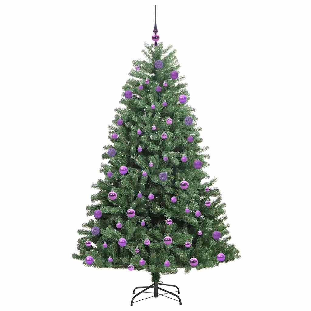 Kunstigt Hinged Juletræ med 300 LED'er Grøn 210 cm PVC og metal