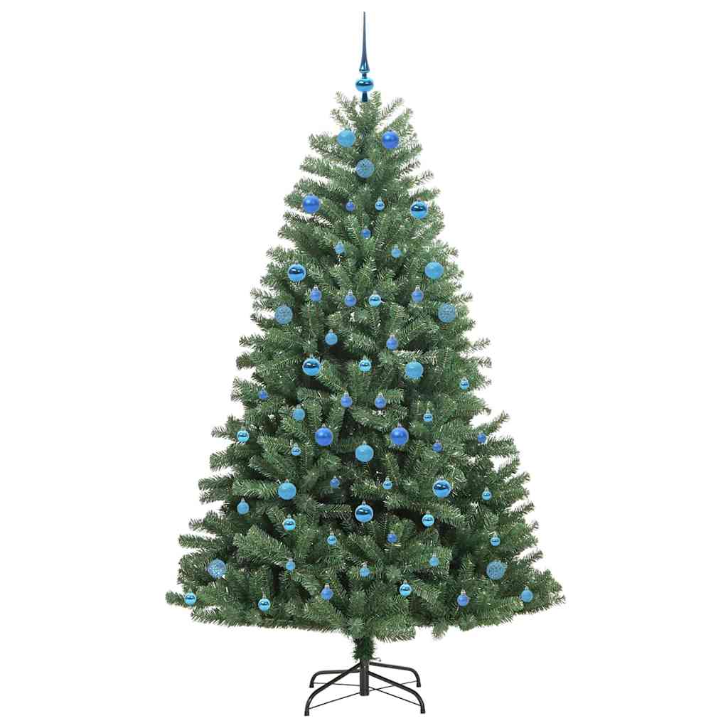 Kunstigt Hinged Juletræ med 300 LED'er Grøn 210 cm PVC og metal