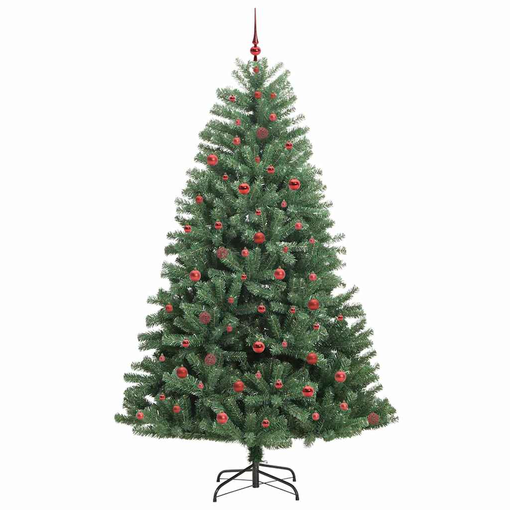 Kunstigt Hinged Juletræ med 300 LED'er Grøn 240 cm PVC og metal