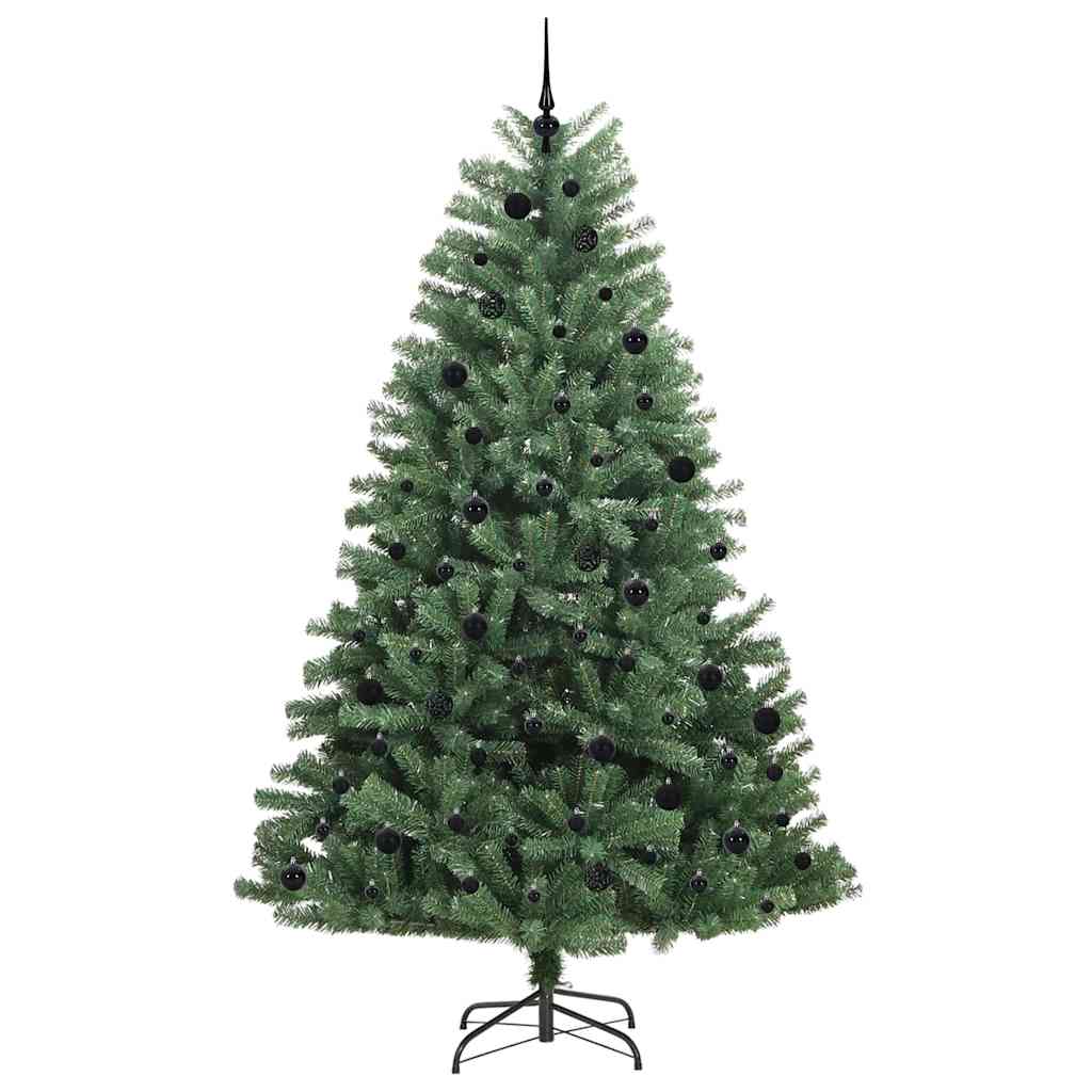Kunstigt Hinged Juletræ med 300 LED'er Grøn 240 cm PVC og metal