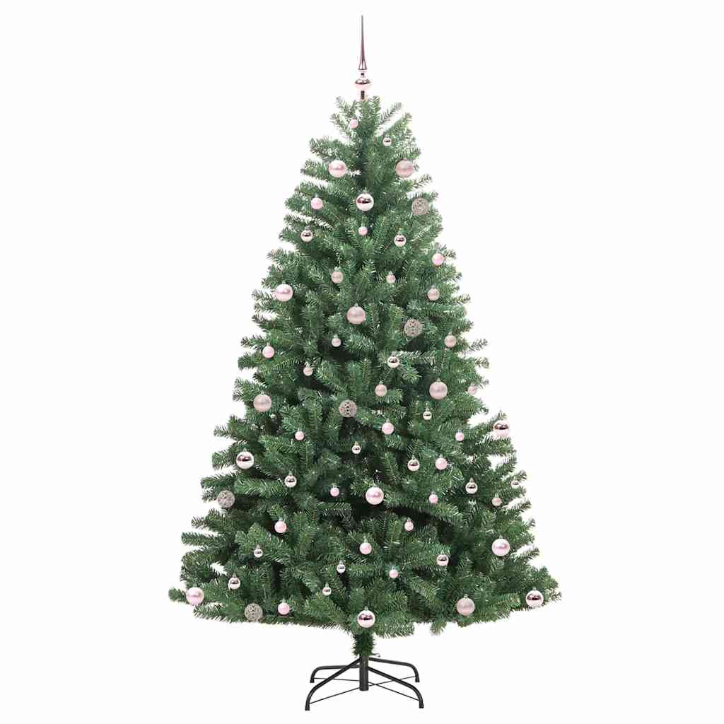 Kunstigt Hinged Juletræ med 300 LED'er Grøn 240 cm PVC og metal