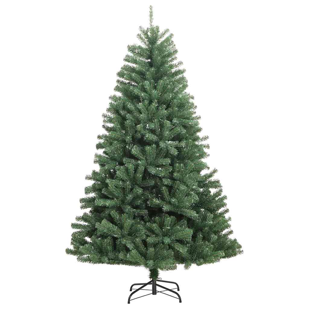 Kunstigt Hinged Juletræ med 300 LED'er Grøn 240 cm PVC og metal