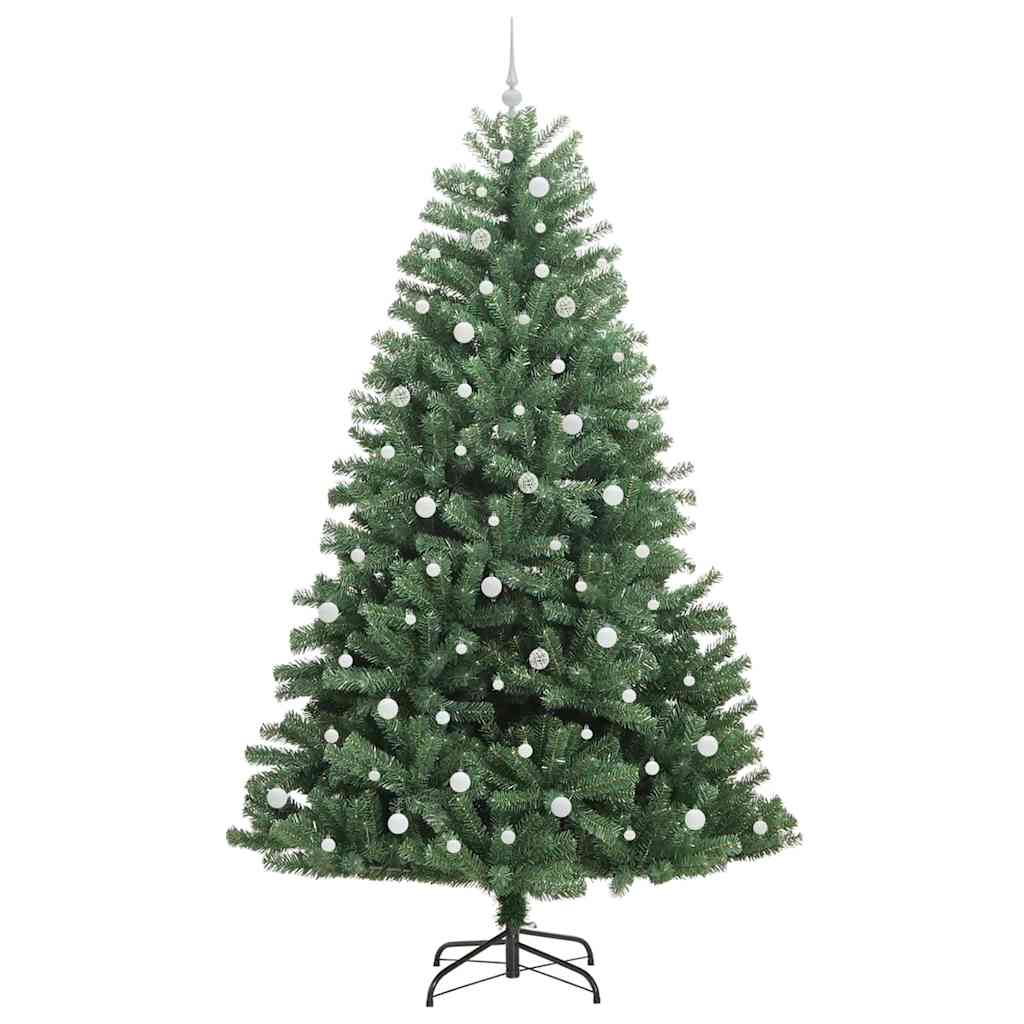 Kunstigt Hinged Juletræ med 300 LED'er Grøn 240 cm PVC og metal