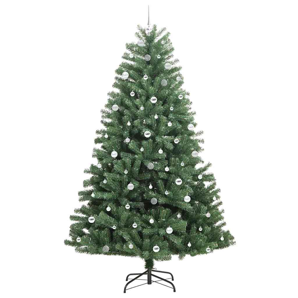 Kunstigt Hinged Juletræ med 300 LED'er Grøn 240 cm PVC og metal