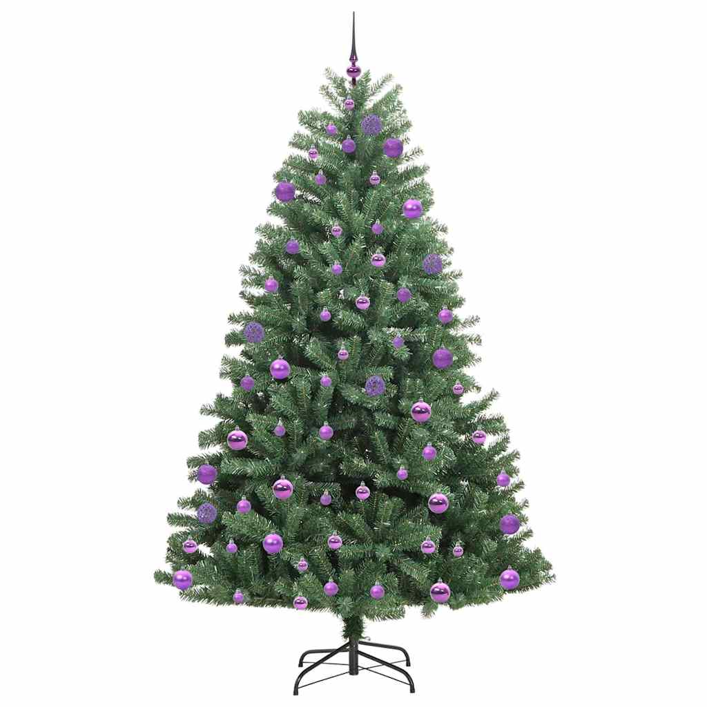 Kunstigt Hinged Juletræ med 300 LED'er Grøn 240 cm PVC og metal
