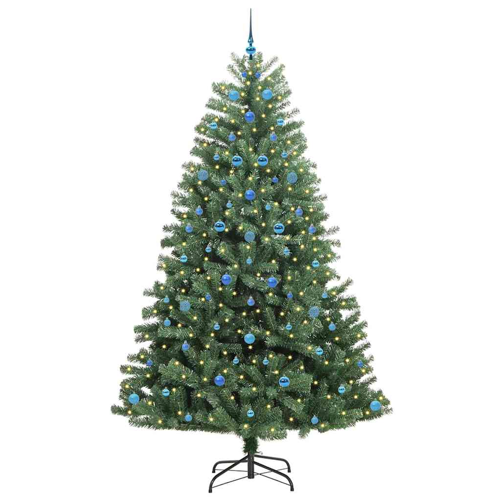 Kunstigt Hinged Juletræ med 300 LED'er Grøn 240 cm PVC og metal