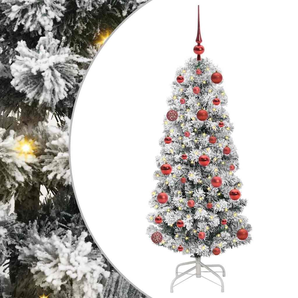 Kunstigt Hinged Juletræ med 150 LED'er Grøn og Hvid 120 cm
