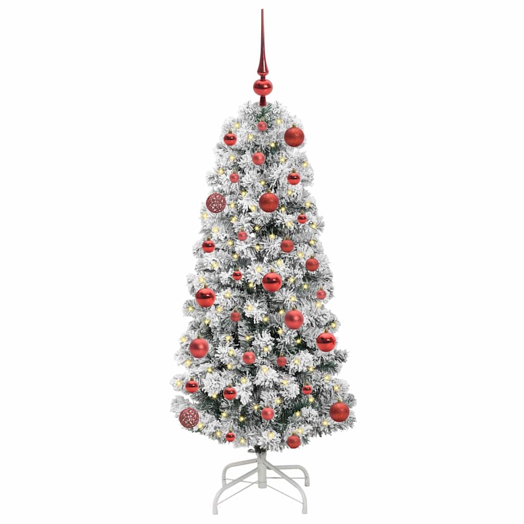 Kunstigt Hinged Juletræ med 150 LED'er Grøn og Hvid 120 cm